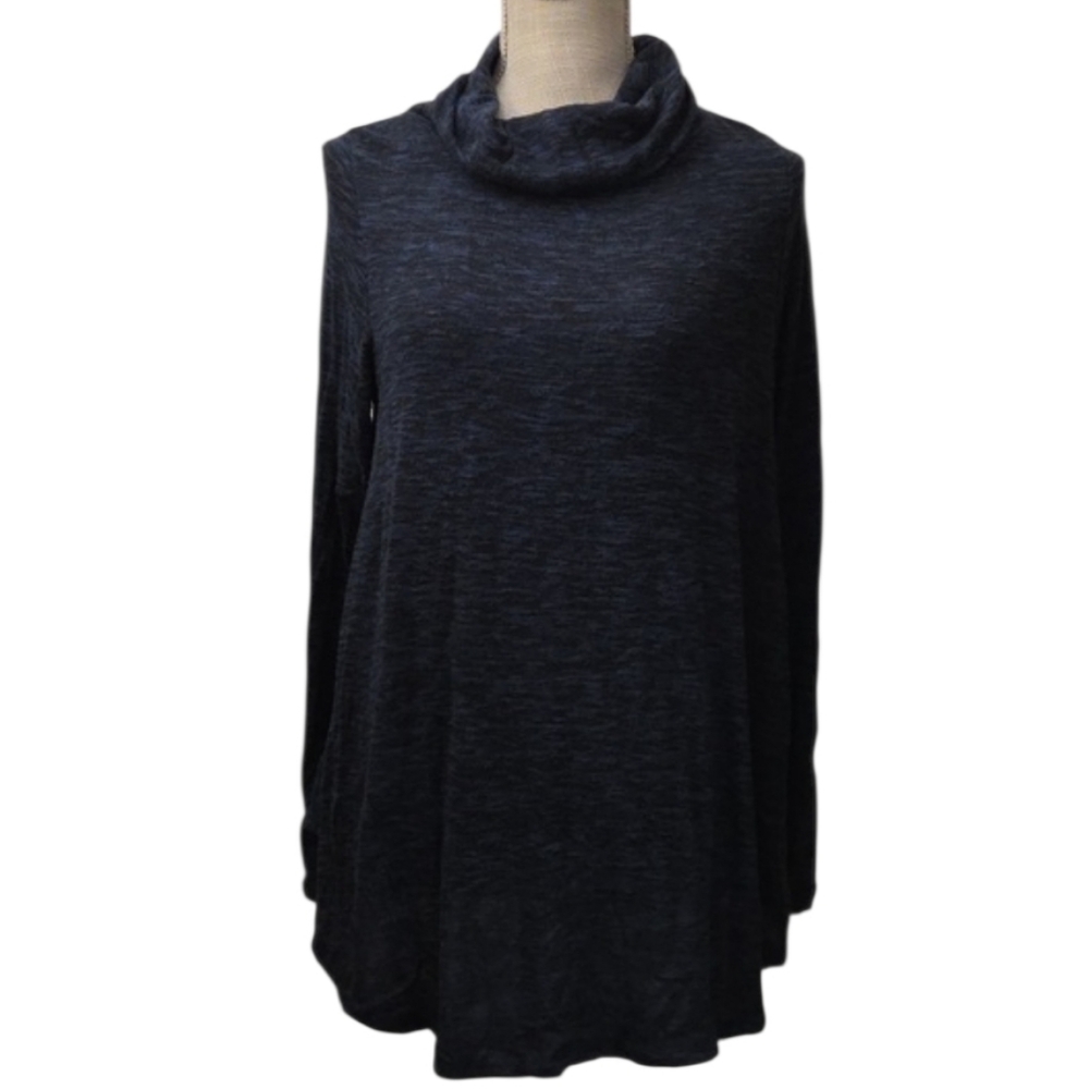 Hopely Cozy Dark Blue Cowl Neck Sweater